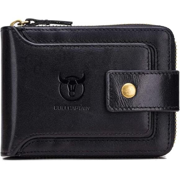 Mens Leather Wallet RFID Blocking Large Capacity Card Case ID Window Coin Pocket - Picture 7 of 7